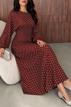 Polka Dot Long Sleeve Maxi Dress (19)