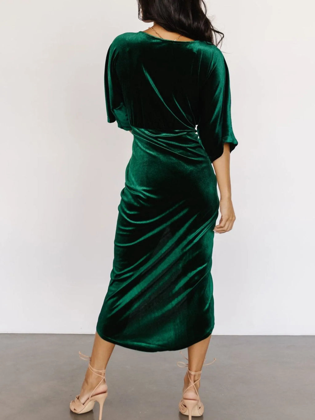 Ruched Surplice Half Sleeve Dress (12)