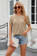 Round Neck Flounce Sleeve T-shirt