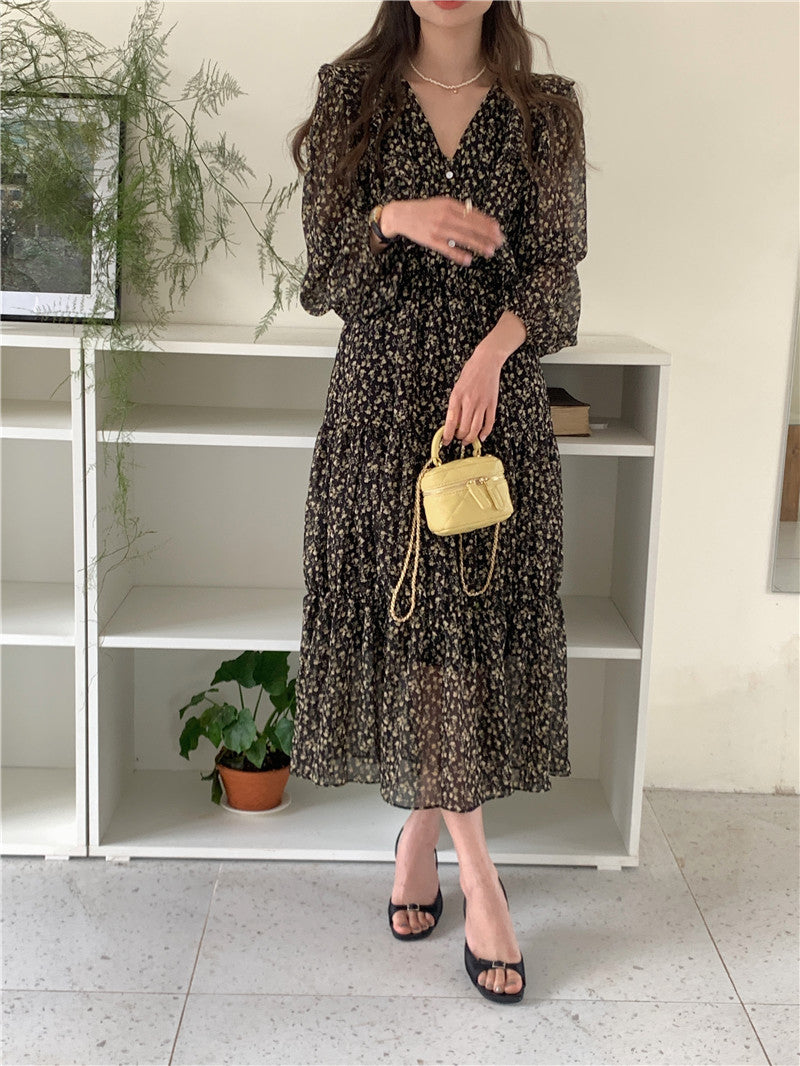 Retro Elegance Chiffon Midi Dress photo 9