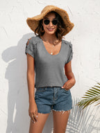 Spliced Lace Cold-shoulder Blouse (3)