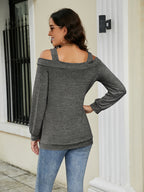 Cold Shoulder Cutout Square Neck Blouse (9)