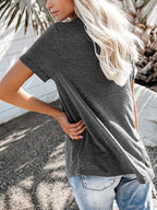 Full Size Casual Button-front Pocket T-shirt Plus (10)