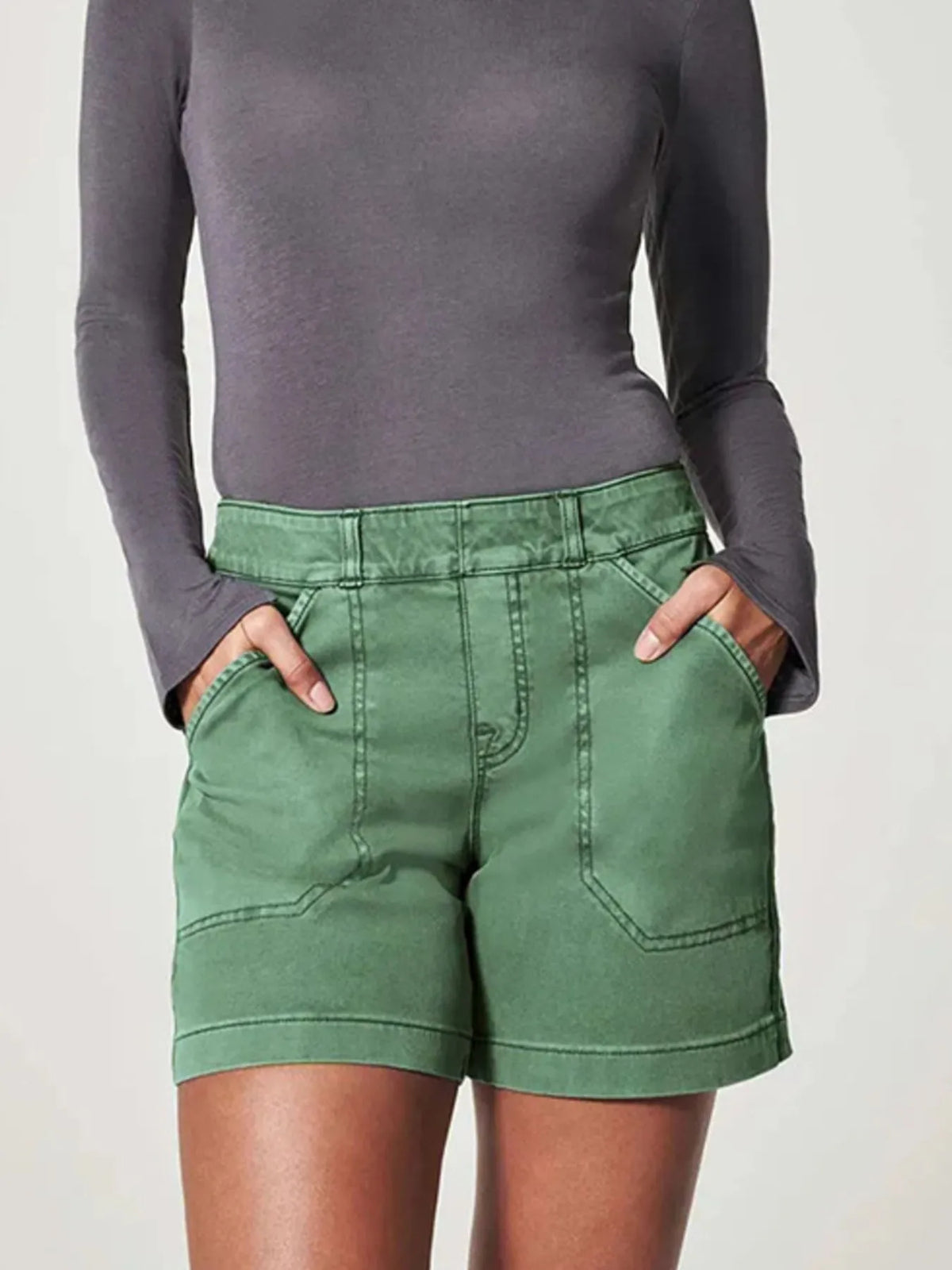 Full Size Vintage Washed Denim Shorts Pockets Plus (7)