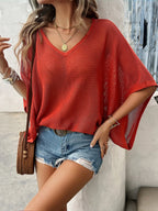 V-neck Batwing Sleeve Knit Top (11)