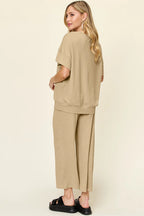 Round Neck Short Sleeve Wide Leg Pants (32)