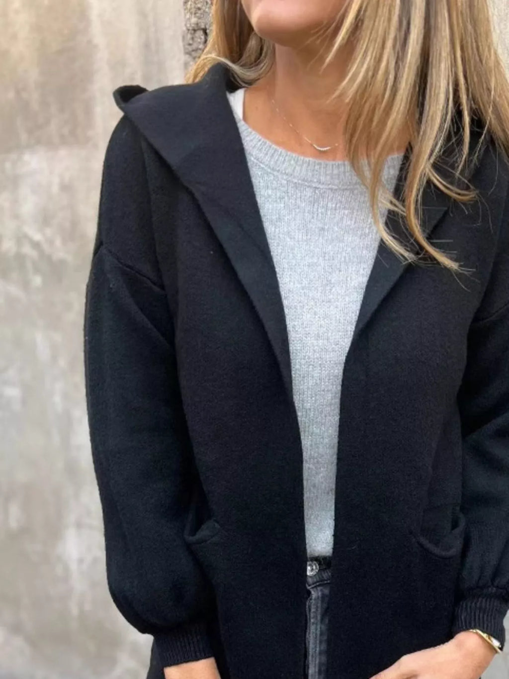 Full Size Open Front Drop Shoulder Hooded Cardigan Plus (9)