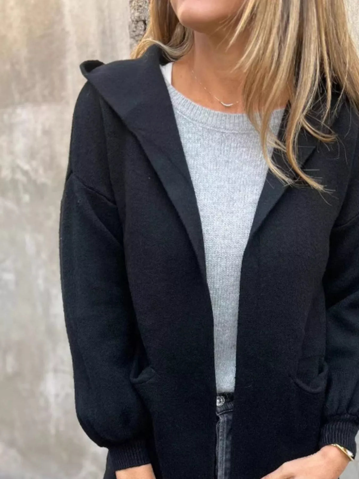 Full Size Open Front Drop Shoulder Hooded Cardigan Plus (9)