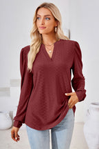 V-neck Puff Sleeve Blouse (15)