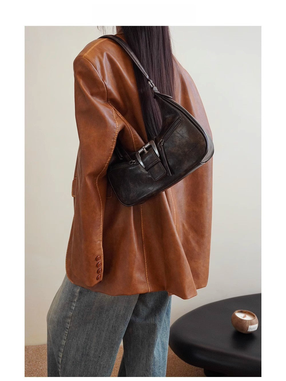 Retro Shoulder Bag Underarm Crescent Crossbody photo 5