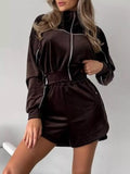 Zip-up Outerwear Shorts Set
