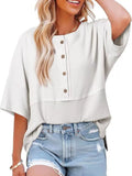 Button Detail Texture Knit T-shirt (10)