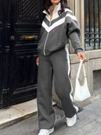 Block Zip-up Outerwear Pants Set (18)