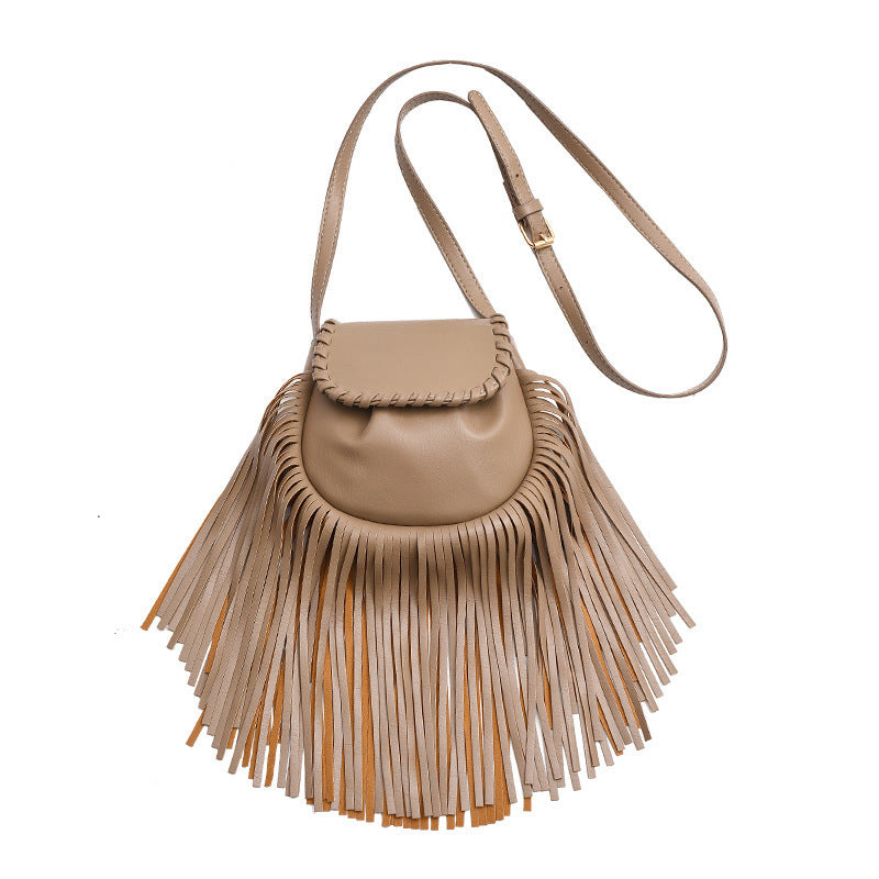 Trend Retro Tassel Shoulder Cross Body Bucket Bag photo 3