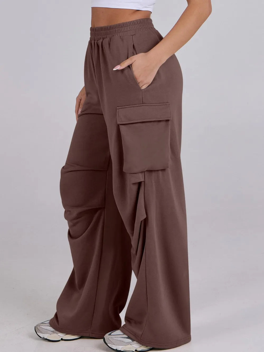 Elastic Waist Wide Leg Pants Pockets (2)