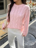 Cable Knit Long Sleeve Sweater (11)