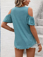 Cold Shoulder V-neck T-shirt (14)