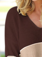 Striped V-neck Long Sleeve Sweater (9)