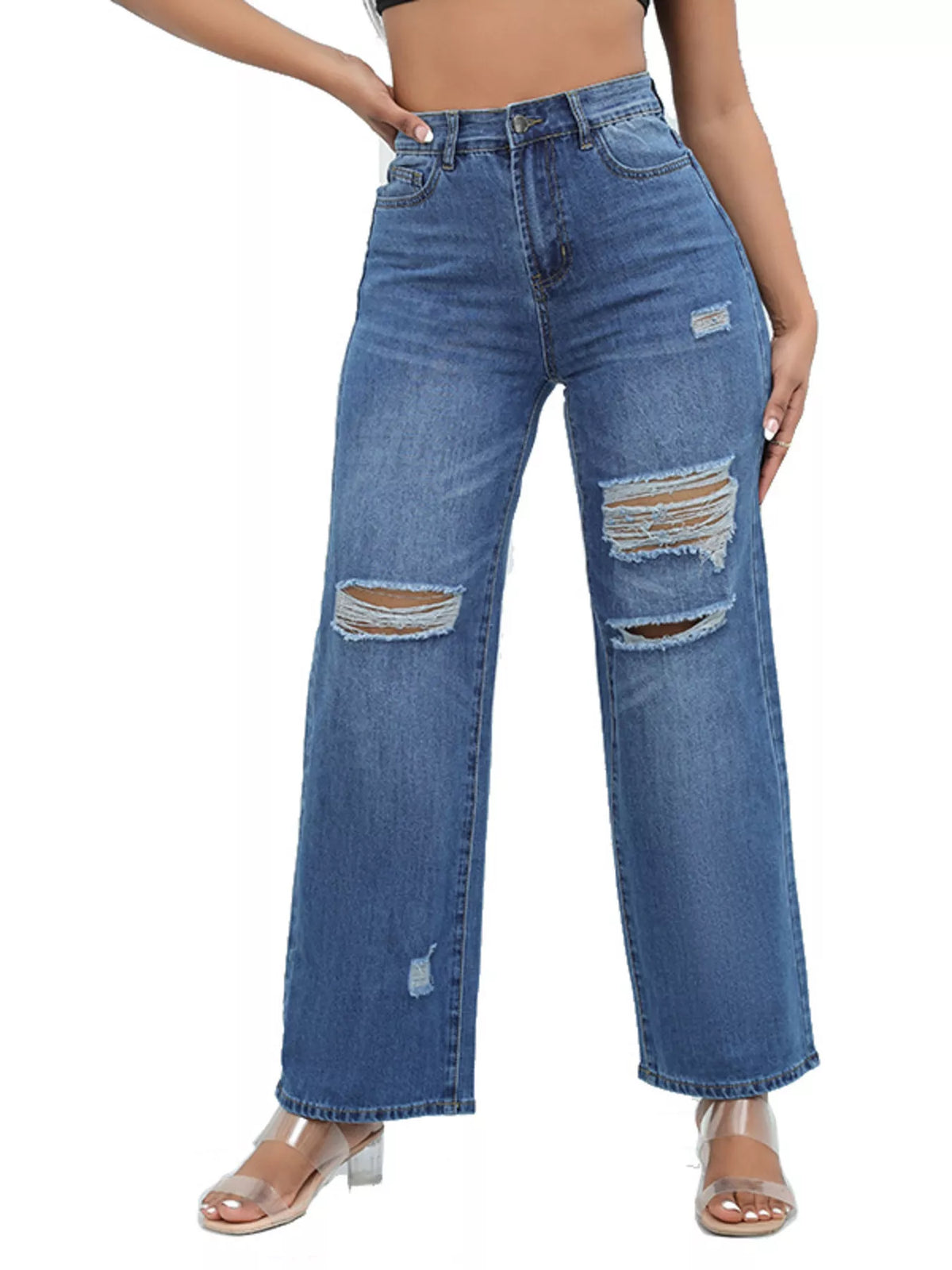 Distressed Wide-leg Jeans (12)