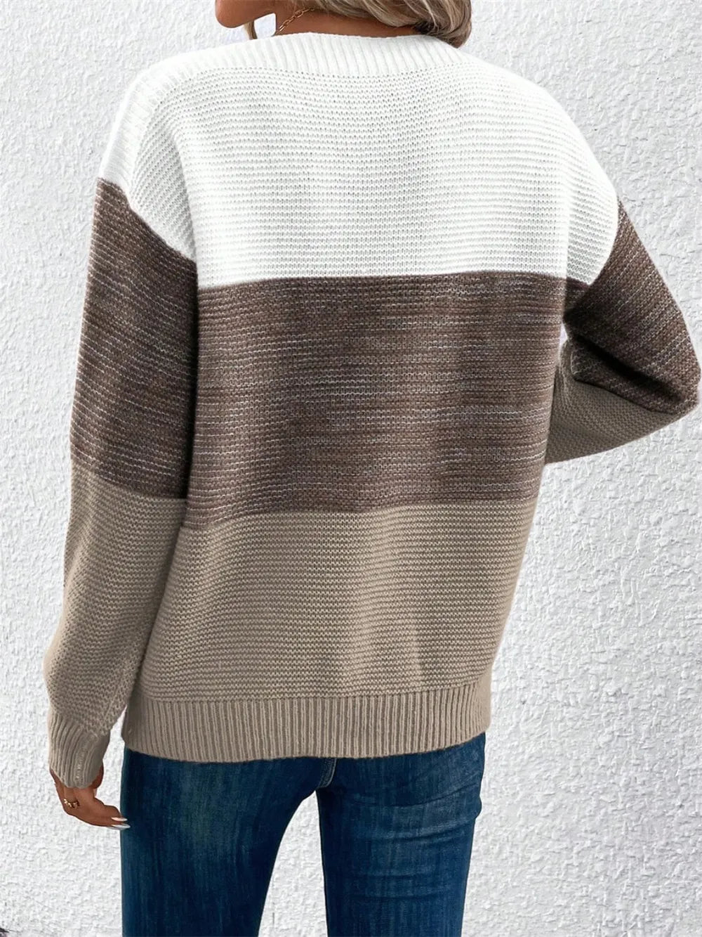 Block Drop Shoulder Long Sleeve Sweater (9)