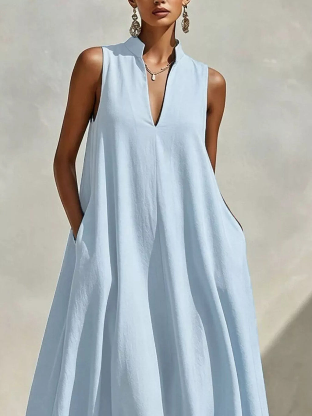 Sleeveless Maxi Dress Side Pockets (5)