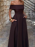Off-shoulder A-line Maxi Dress (6)