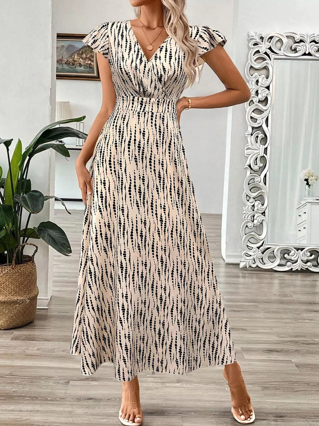 Surplice Cap Sleeve Midi Dress (8)