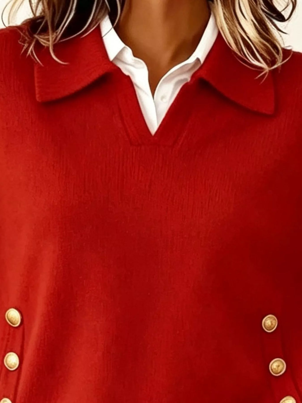 Chic Collared Decor-button Sweater (2)