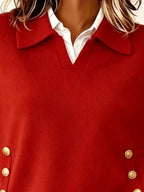 Chic Collared Decor-button Sweater (2)
