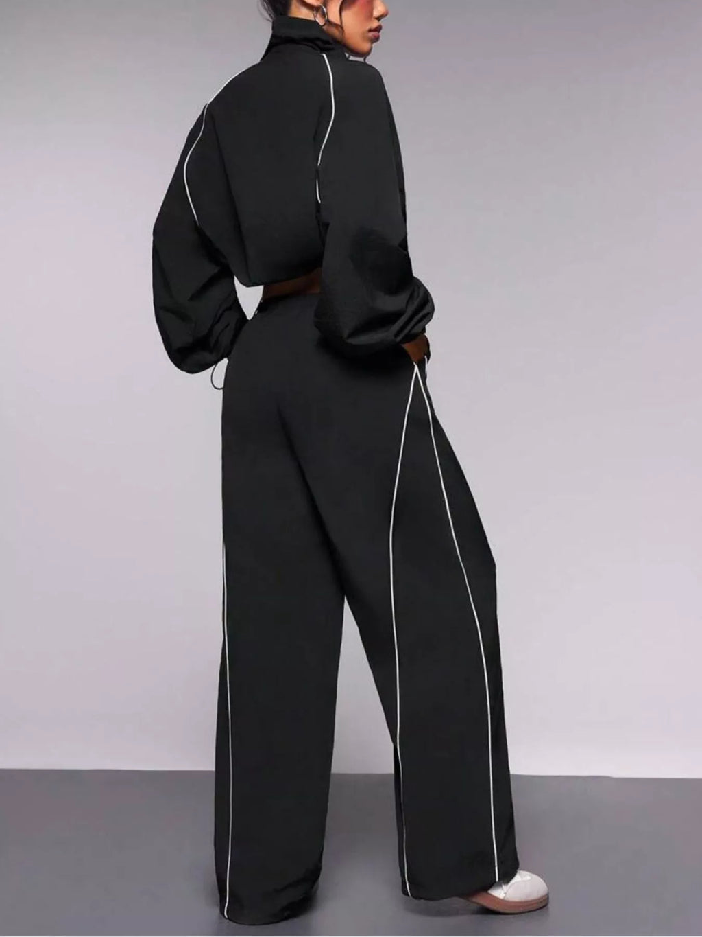 Crop Jacket Wide-leg Pants Set (6)