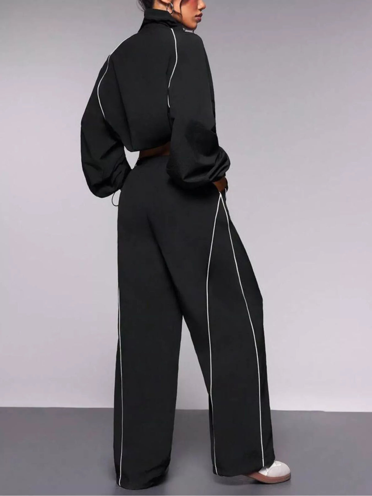 Crop Jacket Wide-leg Pants Set (6)