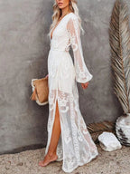 Floral Lace Slit Maxi Dress (3)