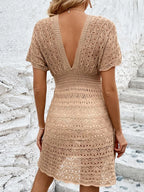 Openwork Plunge Short Sleeve Cover-up Dress (16)