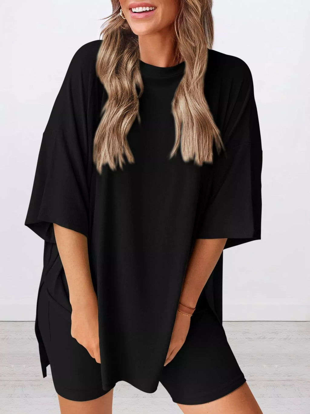 Full Size Half Sleeve T-shirt Shorts Set Plus (9)