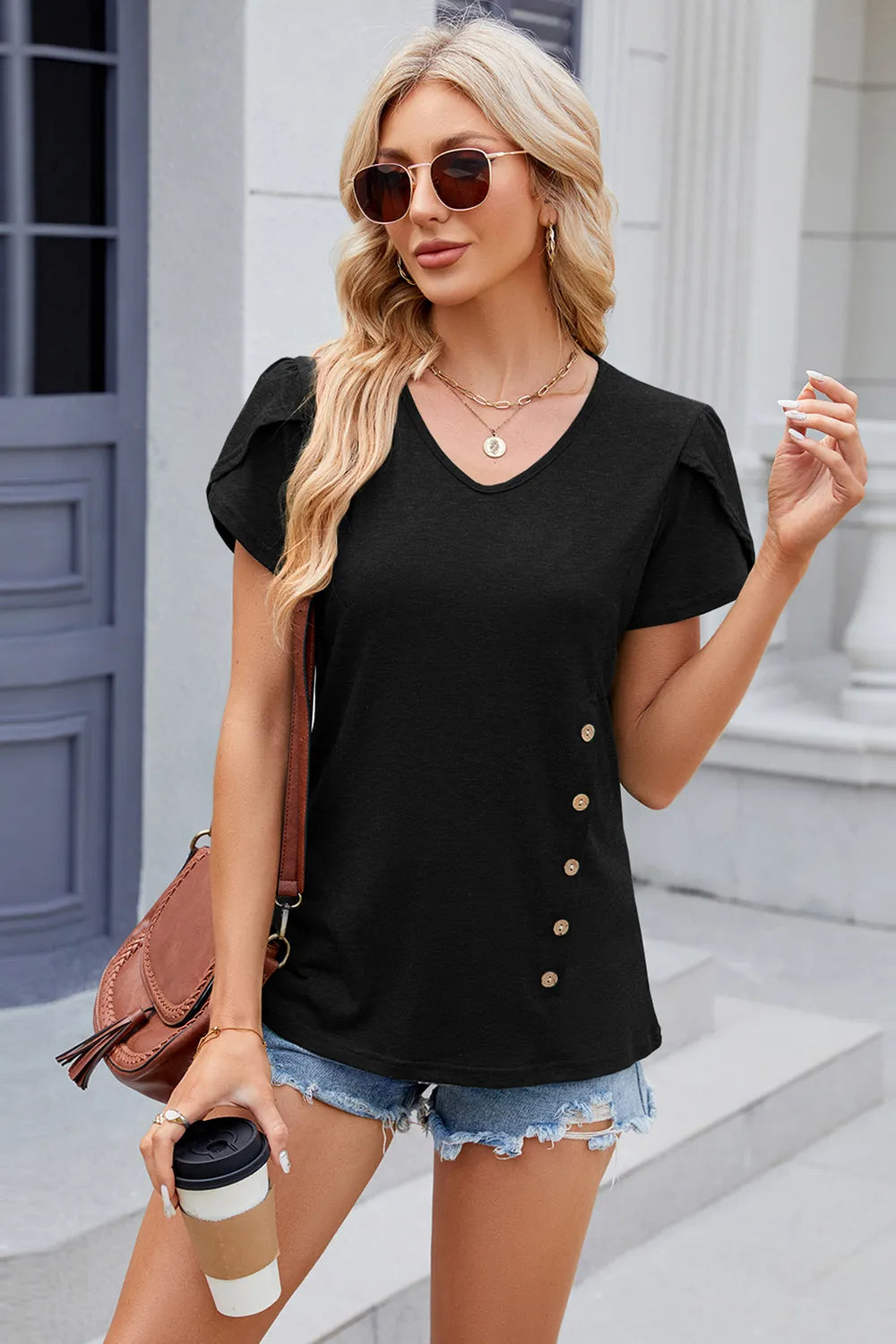 V-neck Short Sleeve T-shirt (31)