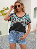 Leopard Waffle-knit Short Sleeve Top (9)