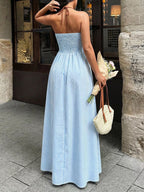 Striped Halter Neck Maxi Dress (4)