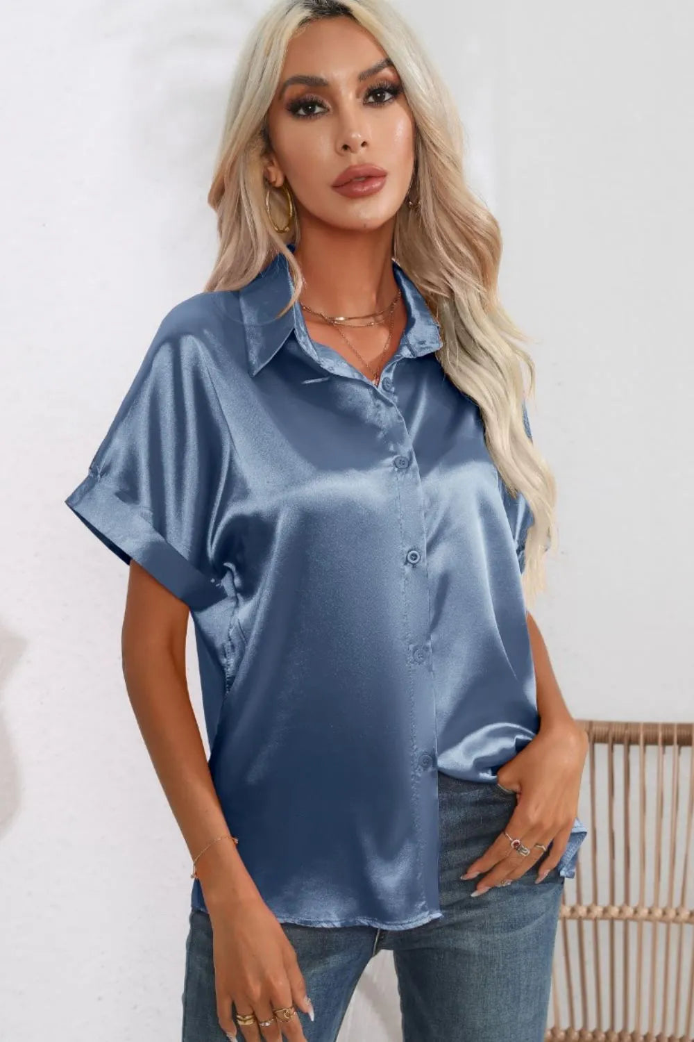 Collared Neck Short Sleeve Shirt (12)