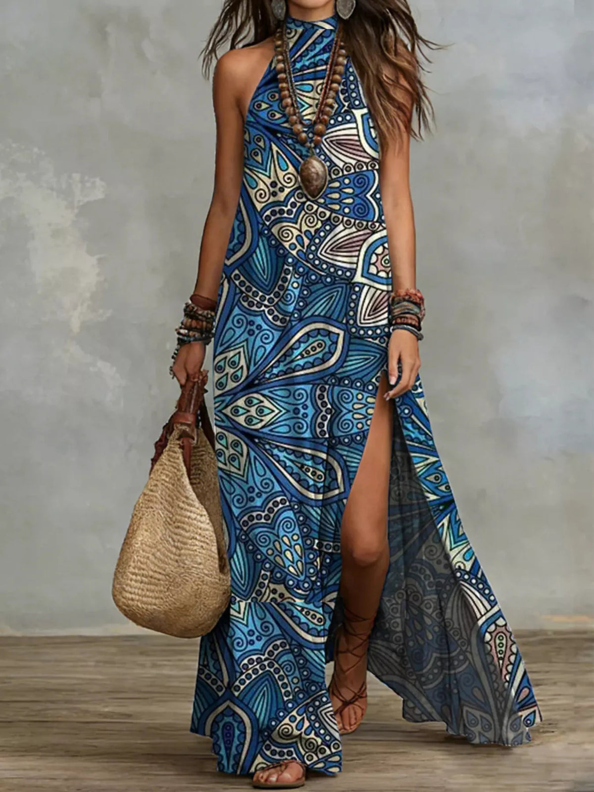 Printed Sleeveless Maxi Dress