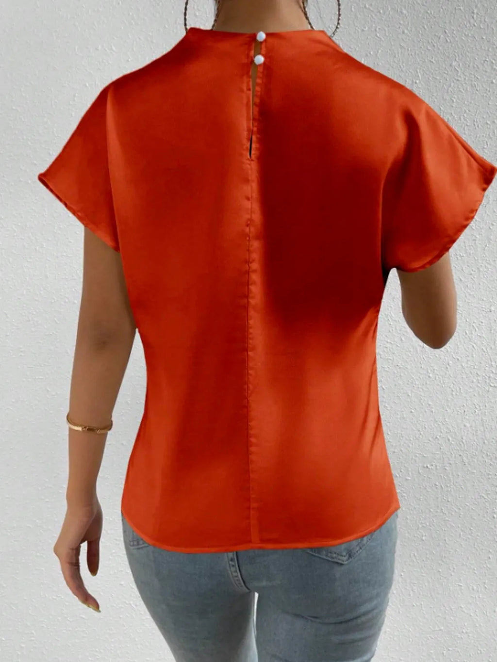 Mock Neck Short Sleeve Blouse (26)
