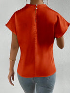 Mock Neck Short Sleeve Blouse (26)
