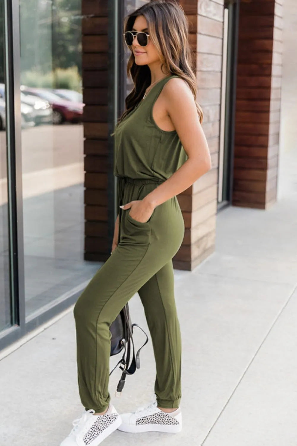 Drawstring Round Neck Sleeveless Jumpsuit (8)