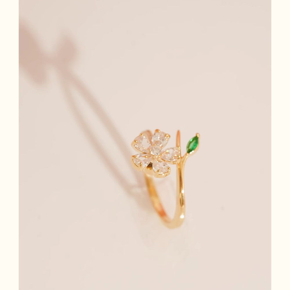 Can Rotate Crystal Cherry Blossom Ring photo 6