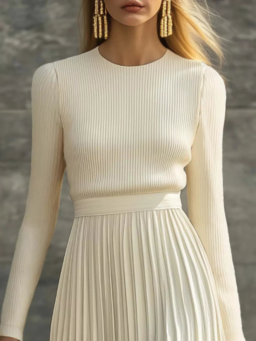 Ribbed Knit Pleated Midi Dress (3)