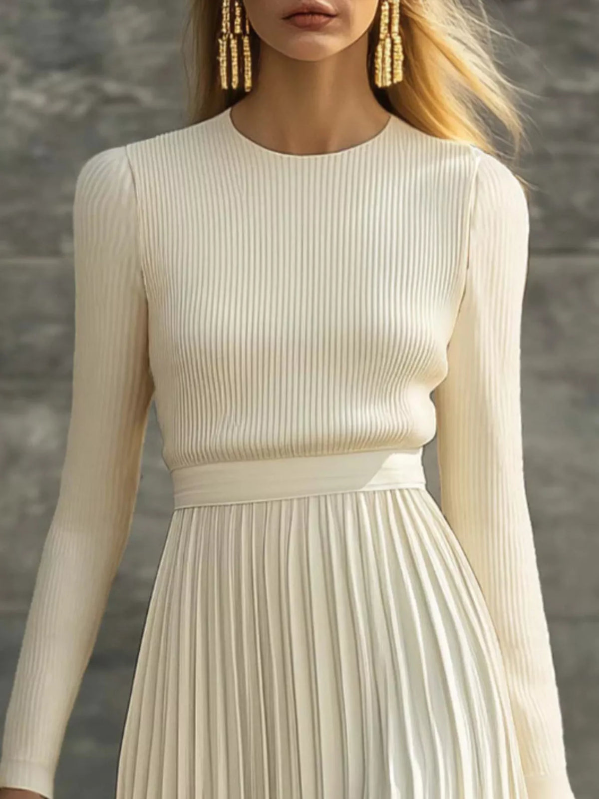 Ribbed Knit Pleated Midi Dress (3)