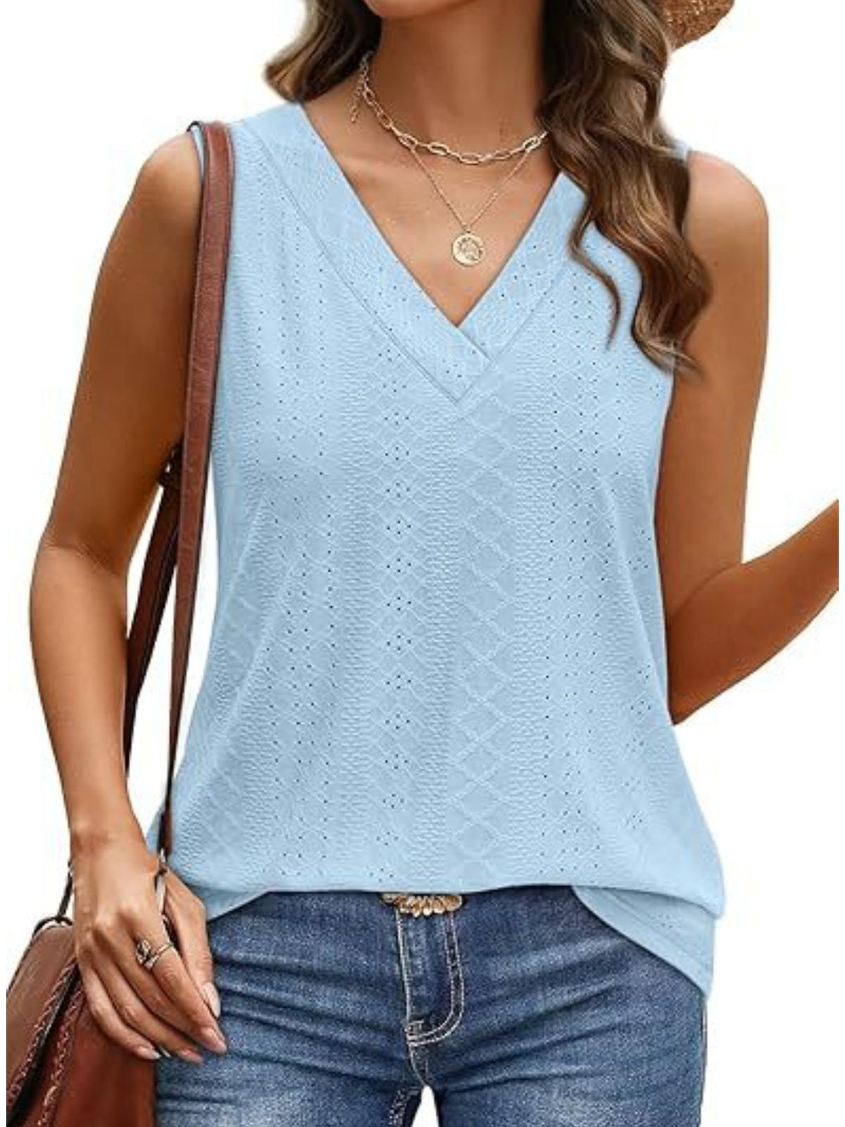 Eyelet V-neck Tank (4)