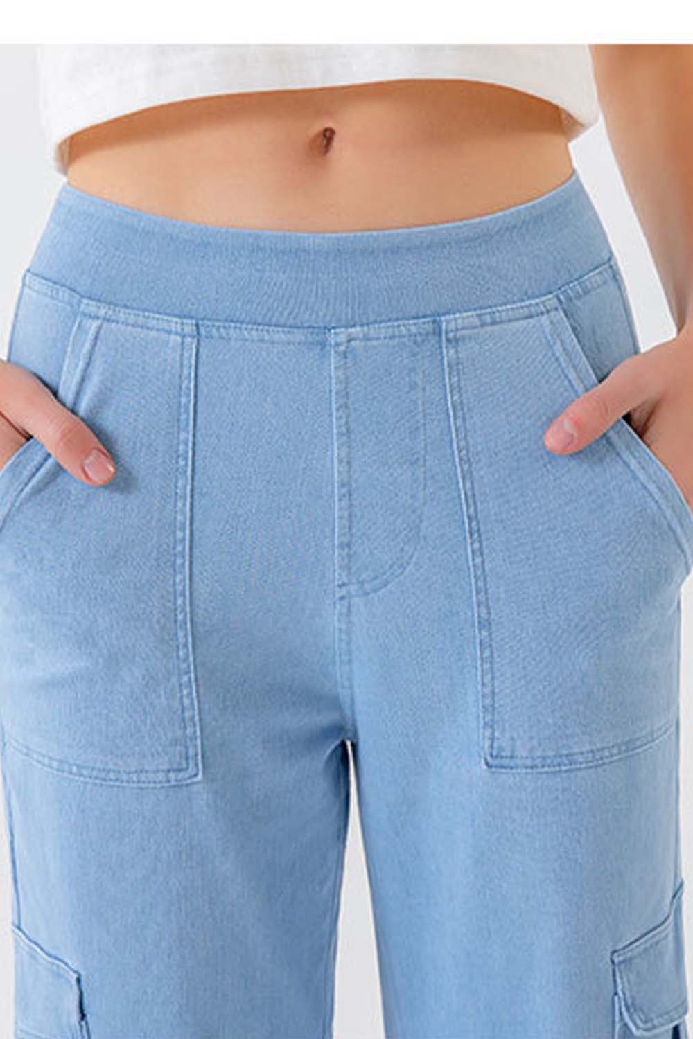Buttoned Pocketed Long Jeans (8)
