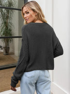 Cable-knit Round Neck Dropped Shoulder Sweater (19)