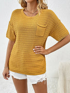 Round Neck Half Sleeve Knit Top (6)