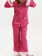 Silky Button Up Top Pants Lounge Set (12)